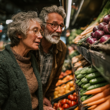 Persoană în vârstă pregătind o masă sănătoasă